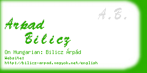 arpad bilicz business card